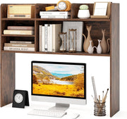Libreria per schermo del computer, organizzatore in legno con 6 ripiani, scaffale a 3 livelli con 2 dispositivi anti-ribaltamento per ufficio a casa (marrone)