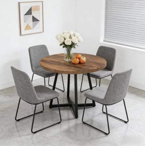 Tavolo rotondo 80 cm nero e marrone rustico – stile industriale