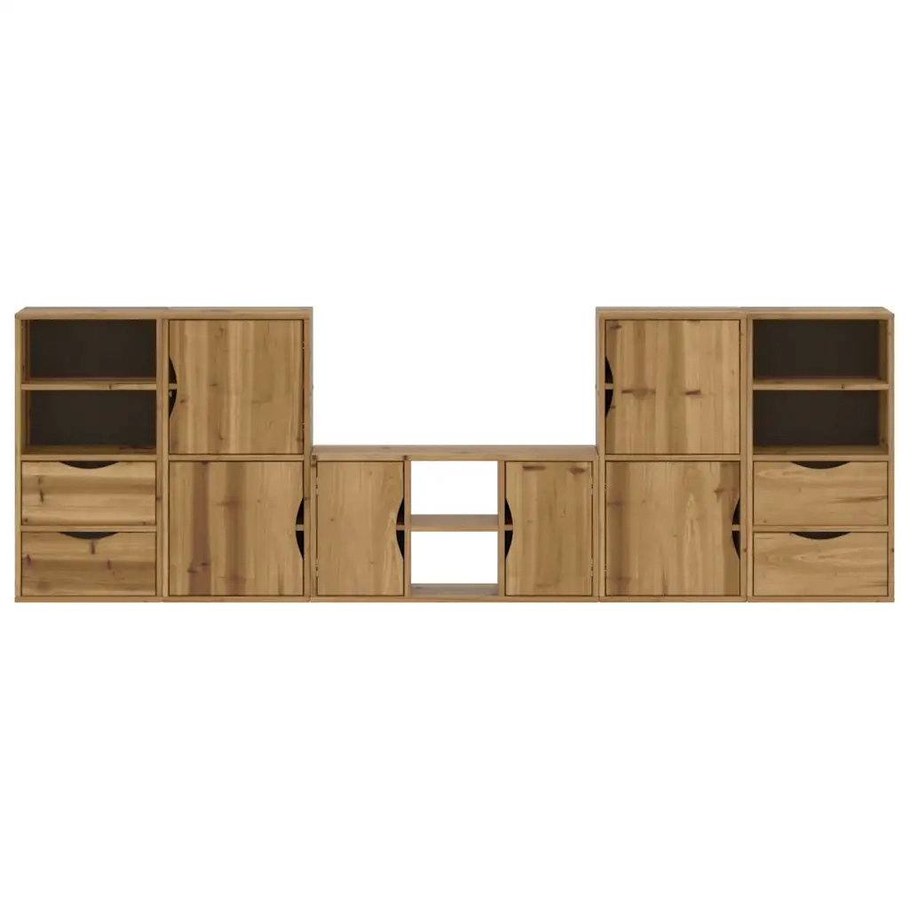 Mobile TV 5 pz con Contenitore ODDA in Legno Massello di Pino 3365374