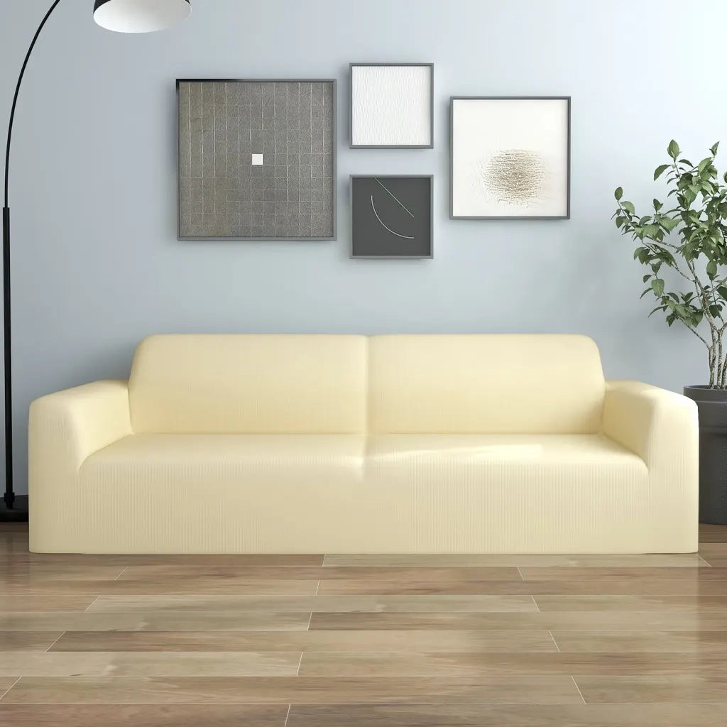 Fodera Elasticizzata Divano 3 Posti in Jersey Poliestere Crema cod mxl 52929