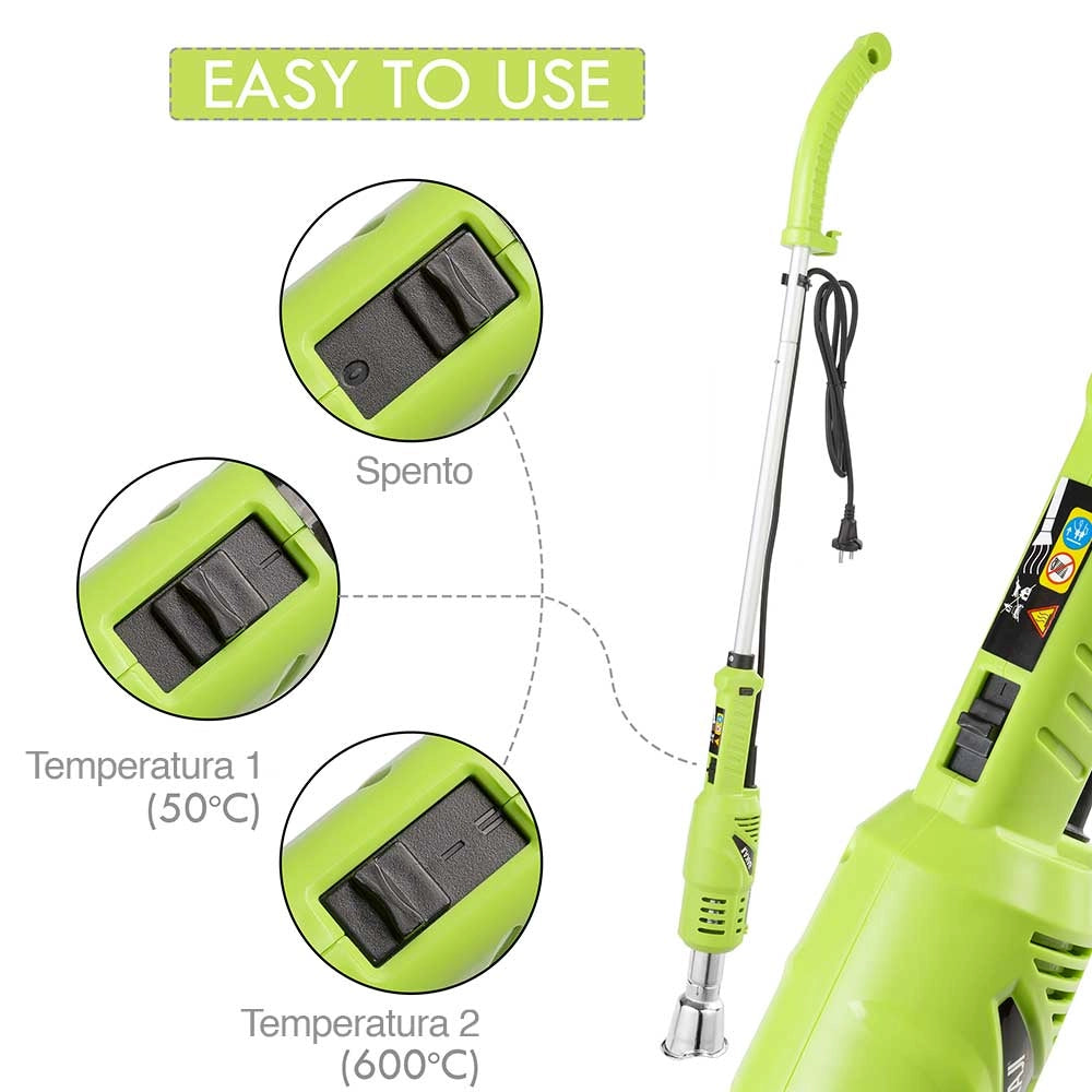 Bruciatore Erba Elettrico 2000W 230V Diserbante Termico Per Erbacce 50/600 Gradi