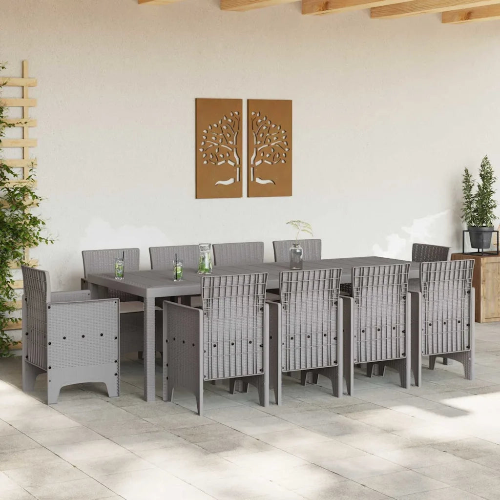 Set da Pranzo per Giardino 11 pcs Grigio chiaro Polipropilene
