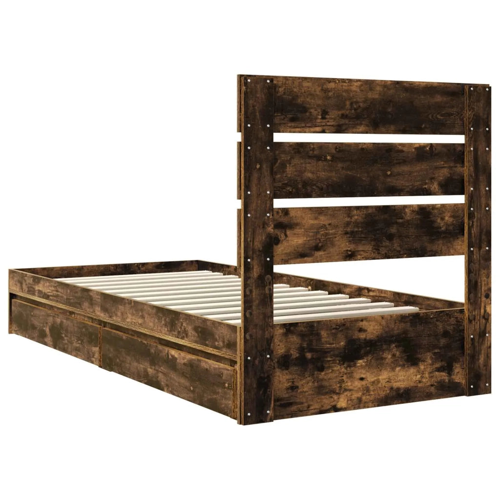 Letto con Contenitore Rovere fumé 70 x 190 cm Legno multistrato 3411936