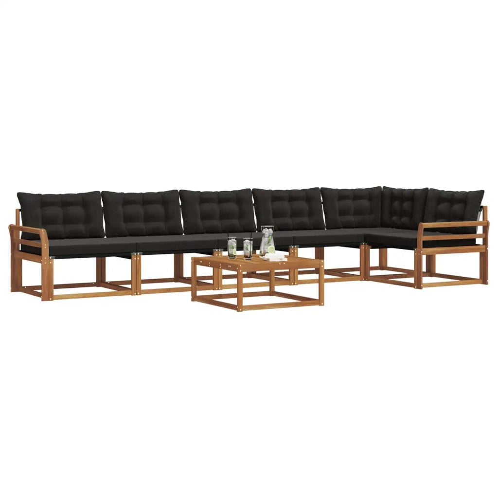 Set di divani da esterno con cuscino 7 pcs Naturale e Nero 3369531