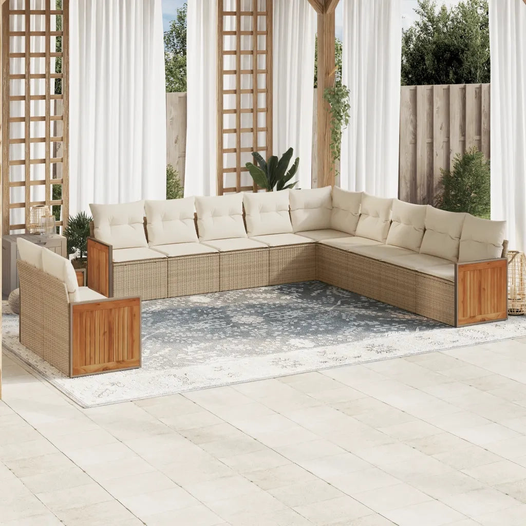 Set Divani da Giardino 11 pz con Cuscini Beige in Polyrattancod mxl 88336