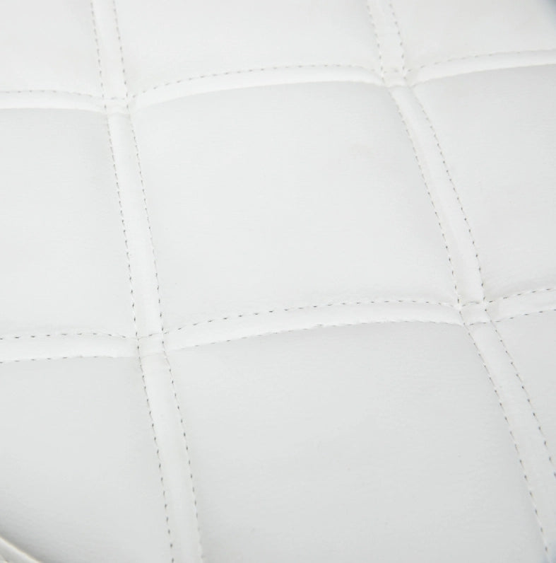 Sgabello regolabile con ruote ?35，5x48-63 cm in similpelle bianca