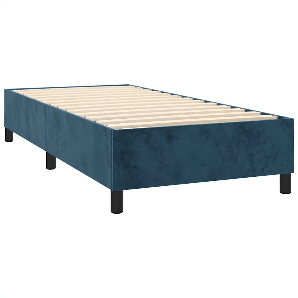 Letto a Molle con Materasso e LED Blu Scuro 90x190cm in Velluto 3136219