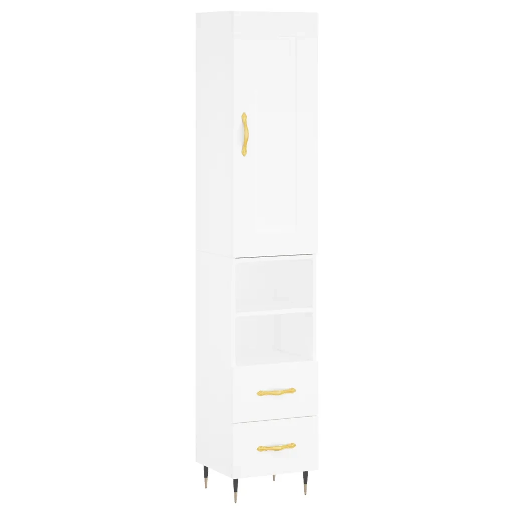 Credenza | Madia | Buffet da pranzo | Armadio da pranzo Bianca 34,5x34x180 cm in Legno Multistrato