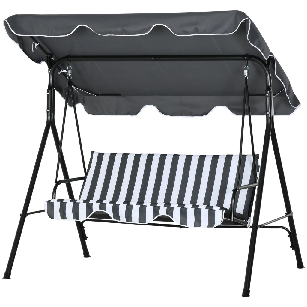Telaio in metallo a baldacchino confortevole per 3 posti design elegante grigio e bianco 172×110×153cm