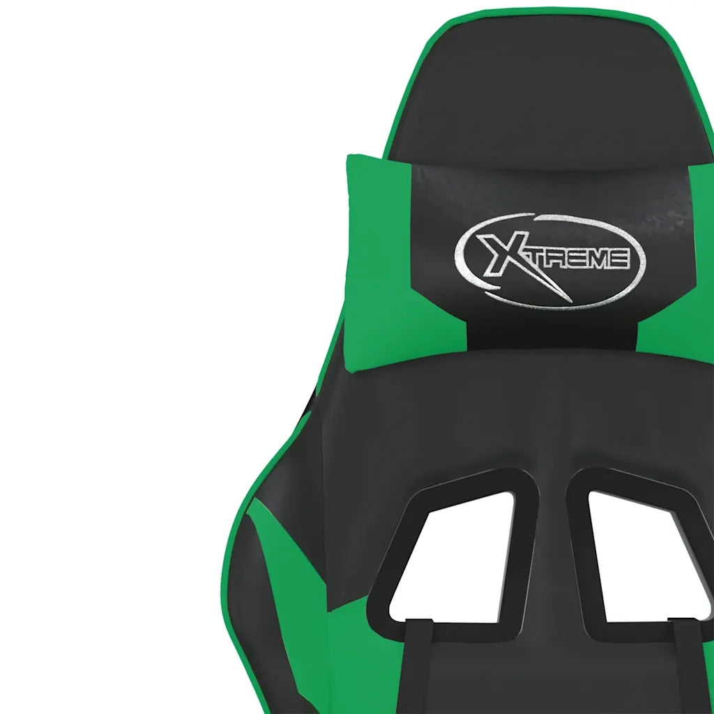 Sedia da Gaming | Sedia da e-sports Massaggiante Nero e Verde in Similpelle
