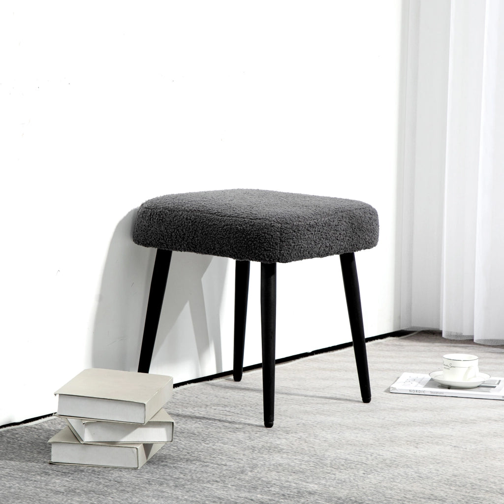 Pouf Poggiapiedi Imbottito ¨C Minimal ¨C Grigio Scuro 42x42x44 cm