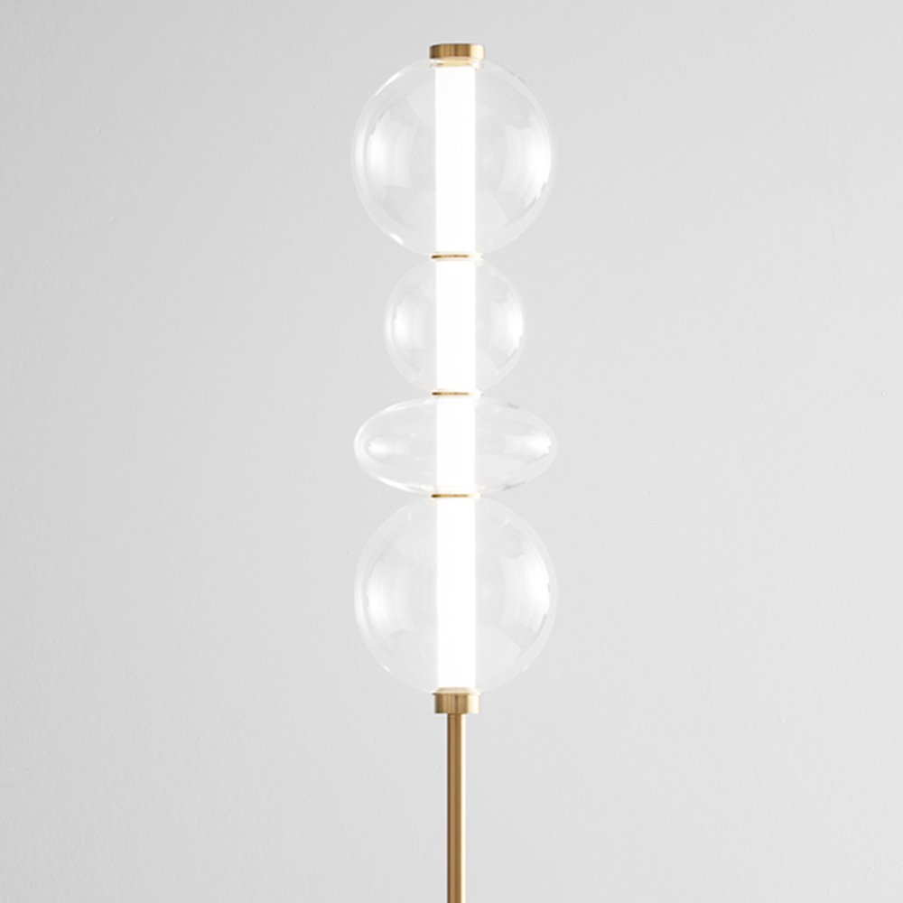 Piantana Contemporanea Bubbles Alluminio Oro Vetro Trasparente Led 36W 3000K