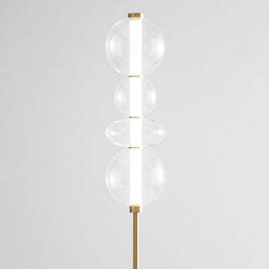 Piantana Contemporanea Bubbles Alluminio Oro Vetro Trasparente Led 36W 3000K
