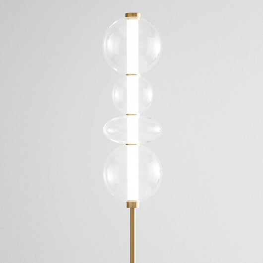 Piantana Contemporanea Bubbles Alluminio Oro Vetro Trasparente Led 36W 3000K