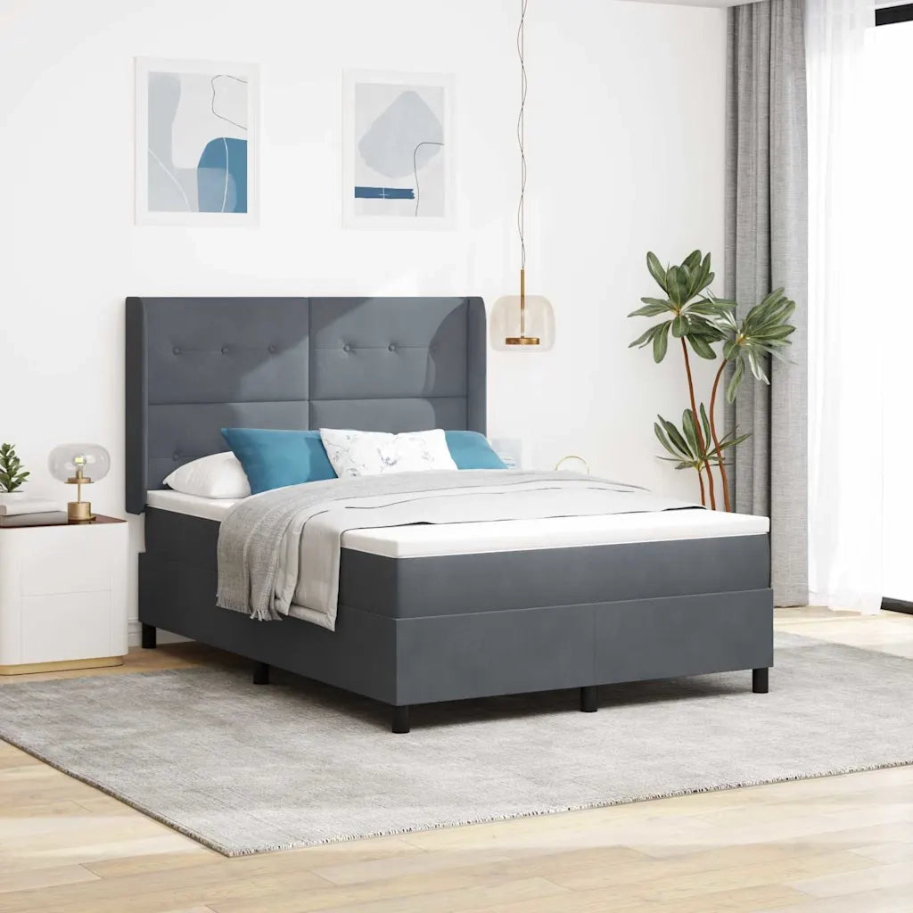 Letto a molle con strisce LED Grigio scuro 160 x 200 cm Velluto 3343875