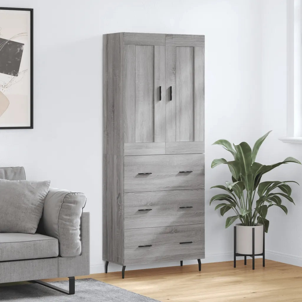 Credenza Grigio Sonoma 69,5x34x180 cm in Legno Multistrato