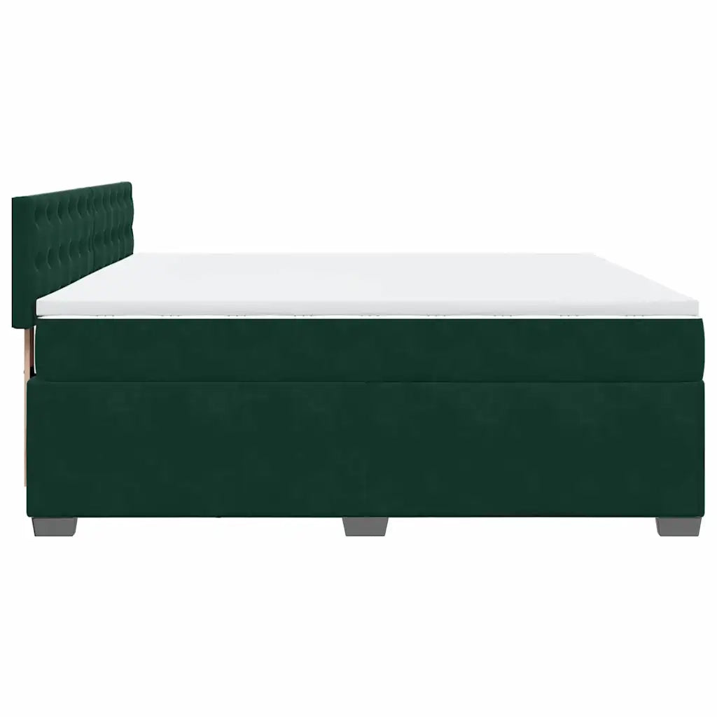 Giroletto a Molle con Materasso Verde Scuro 180x200 cm Velluto