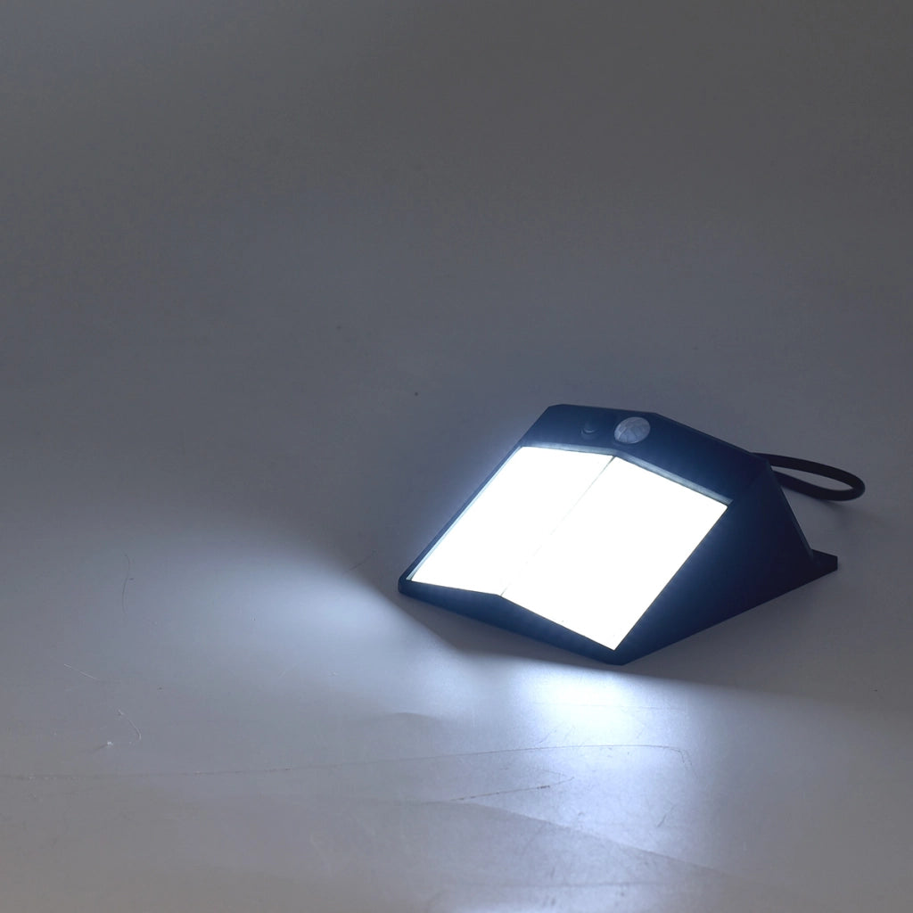 FARETTO LED SOLARE DA ESTERNO CON SENSORE DI MOVIMENTO LUCE FREDDA - IDEALE PER ILLUMINAZIONE GIARDINI CORTILI SICUREZZA NOTTURNA E RISPARMIO ENERGETICO