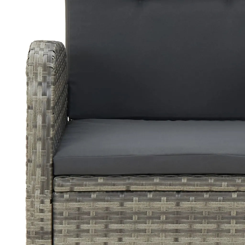 Set da Pranzo da Giardino 7 pz con Cuscini in Polyrattan Grigio 3157587