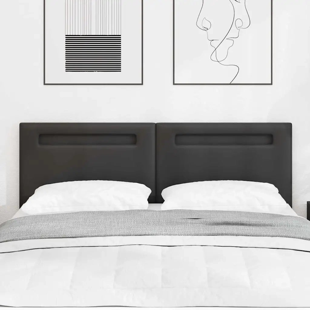 Testiera LED-Testata con LED-Testiera Decorativa Nero 160 cm Pelle Sintetica