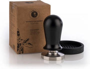Edizione Barista, compressore di caffè premium, Ø 51 mm base, H: 10 cm, acciaio inossidabile, timbro espresso per 51 mm contenitore, compressore di caffè con guanto in silicone, manico nero
