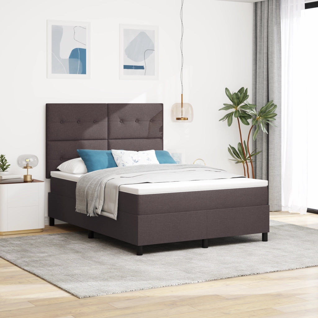 Letto Box Spring con Materasso & LED Grigio Scuro 160x200 cm Tessuto