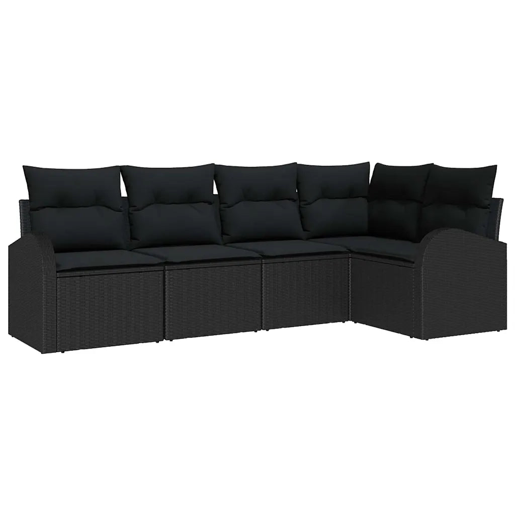 Set Divano da Giardino con cuscino 5 pcs Nero polyrattan 3354712