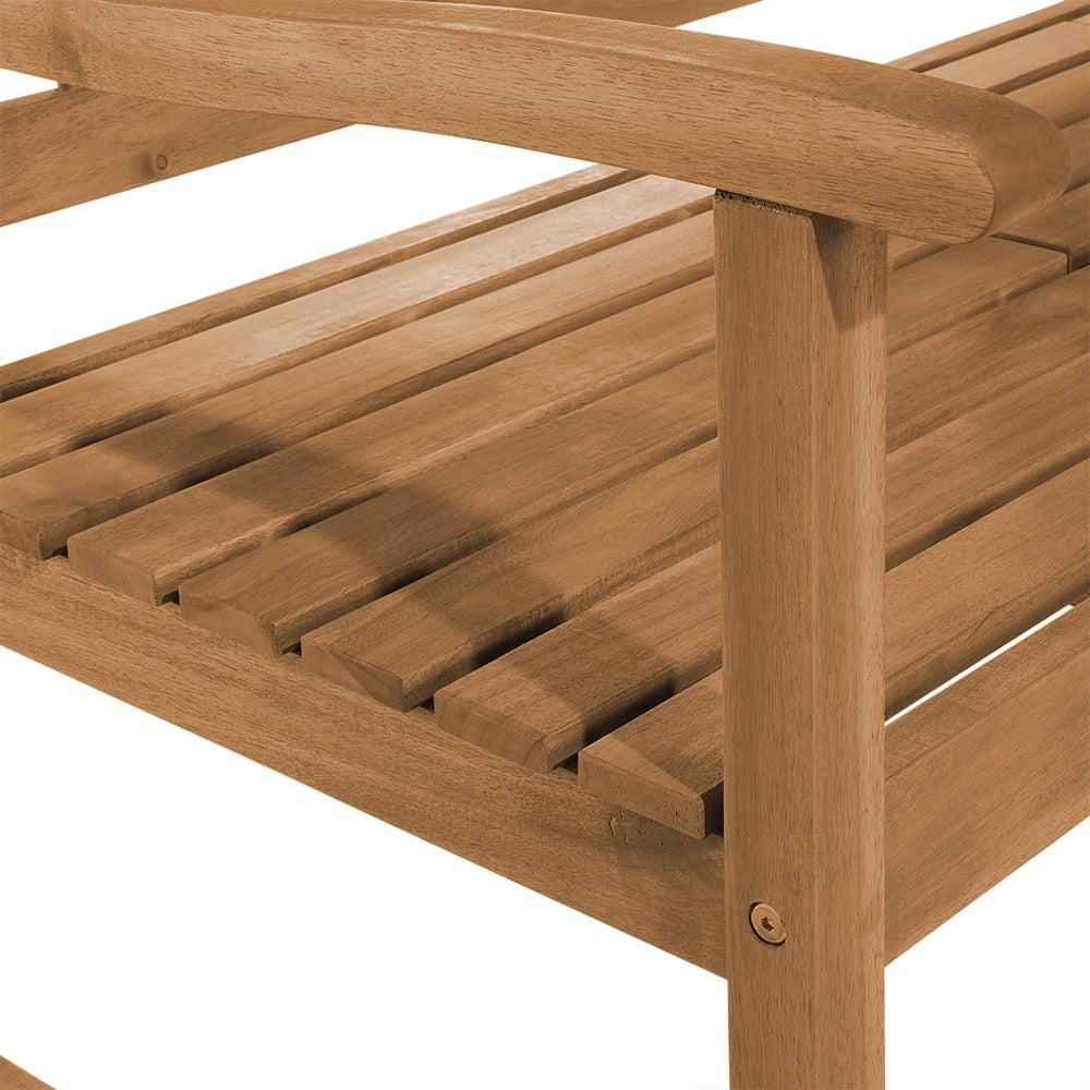 Panca da giardino leggera in legno di acacia da esterno a 3 posti con tavolino da tè
