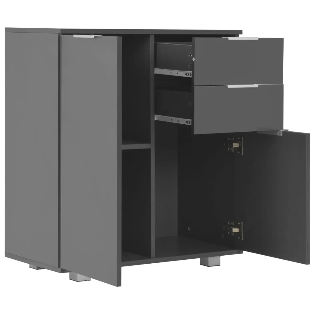 Buffet credenza cassettiera armadio mobile contenitore organizer per cucina soggiorno finitura lucida 71 x 35 x 80 cm legno ingegnerizzato grigio 02_0031820