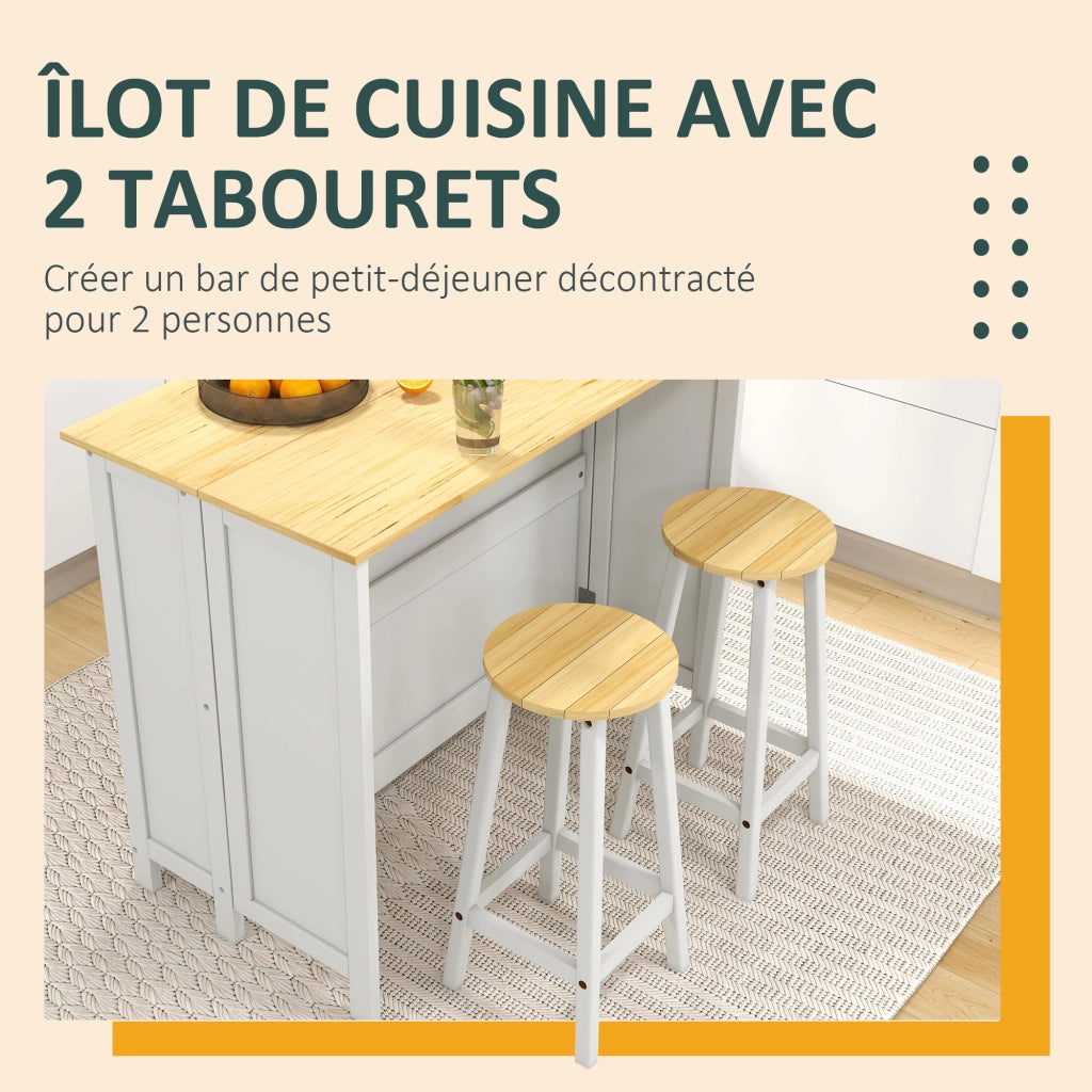 Tavolo da cucina allungabile con 2 sgabelli ¨C Zephmum ¨C Bianco 120x80x90 cm