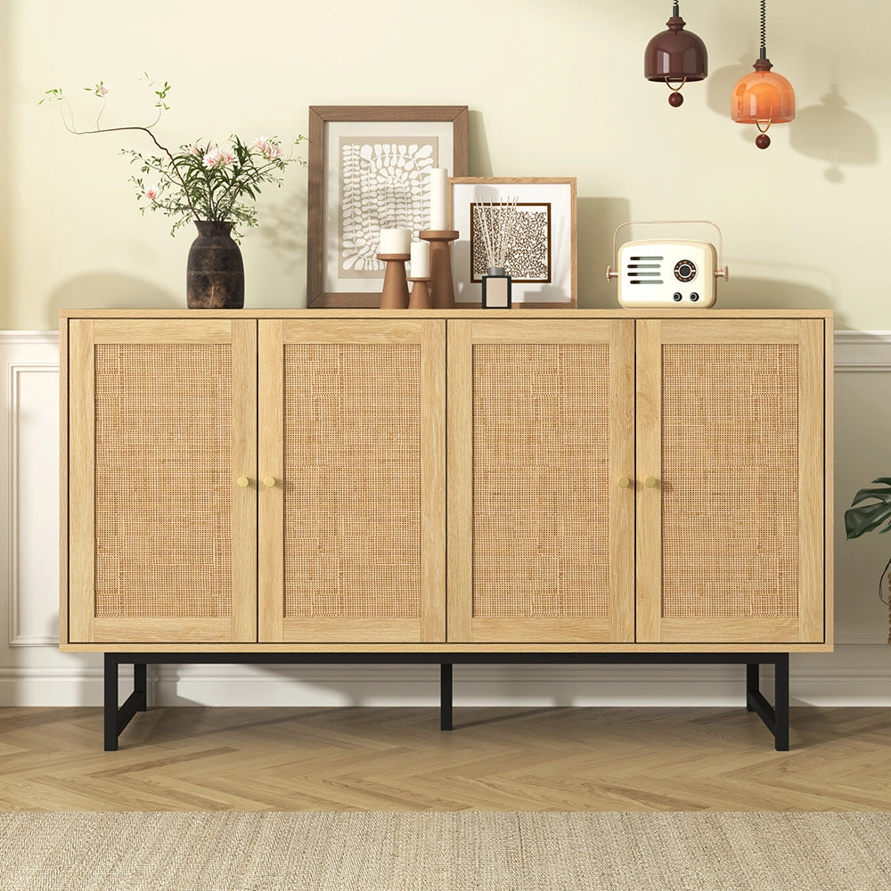 Buffet - Xylo - 140??39.5??80 cm - 4 Porte Ratan?? Intrecciato