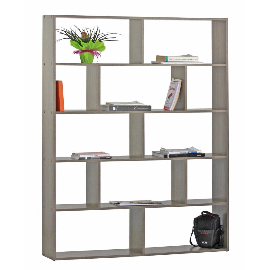 Libreria 12 Ripiani 124x160x24 cm in Legno MDF Rovere Scuro