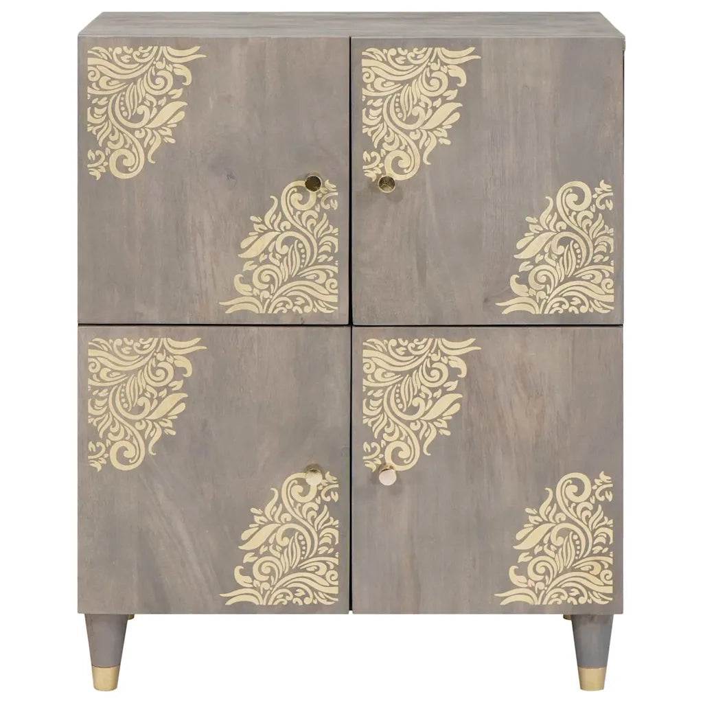 Credenza Grigio e Oro 60 x 33 x 75 cm Legno di mango massello 4018798