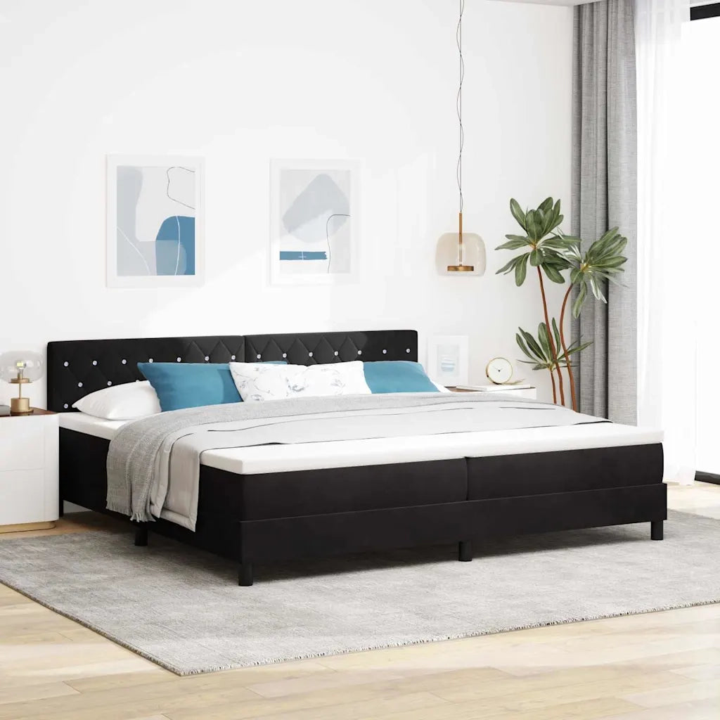 Letto a molle con materasso Nero 200 x 200 cm Velluto 3339130