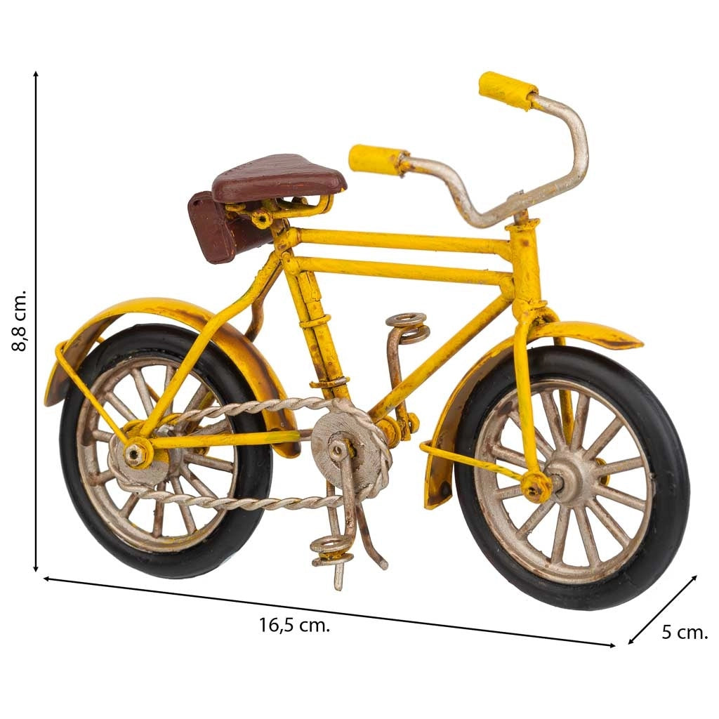 Bicicletta in metallo gialla 16,5x5x8,8h