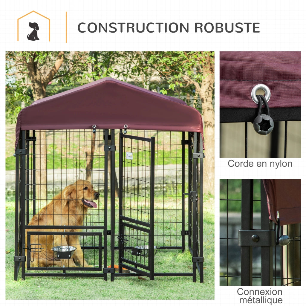 Recinto per cani esterno ¨C zephmum ¨C grigio 120x120x138 cm