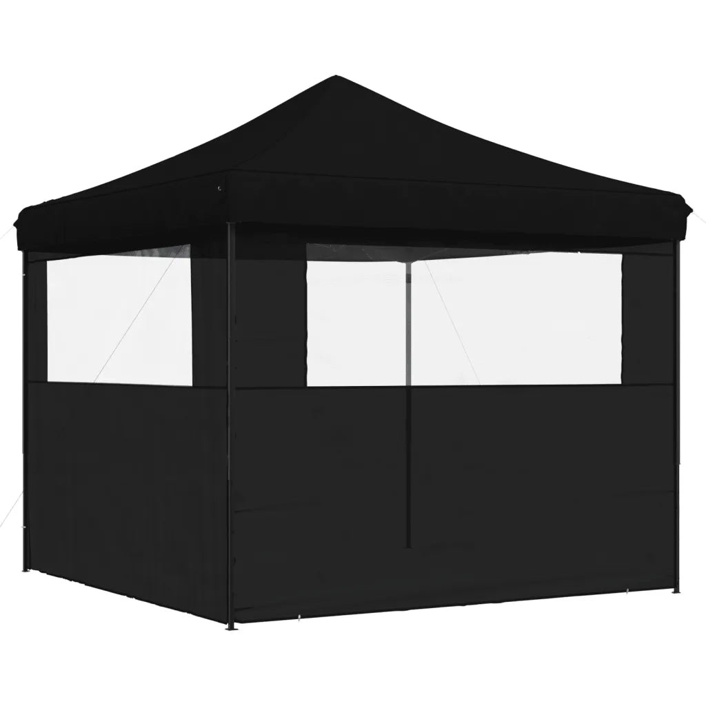 Tendone per Feste Pieghevole Pop-Up con 2 Pareti Nero 4004927