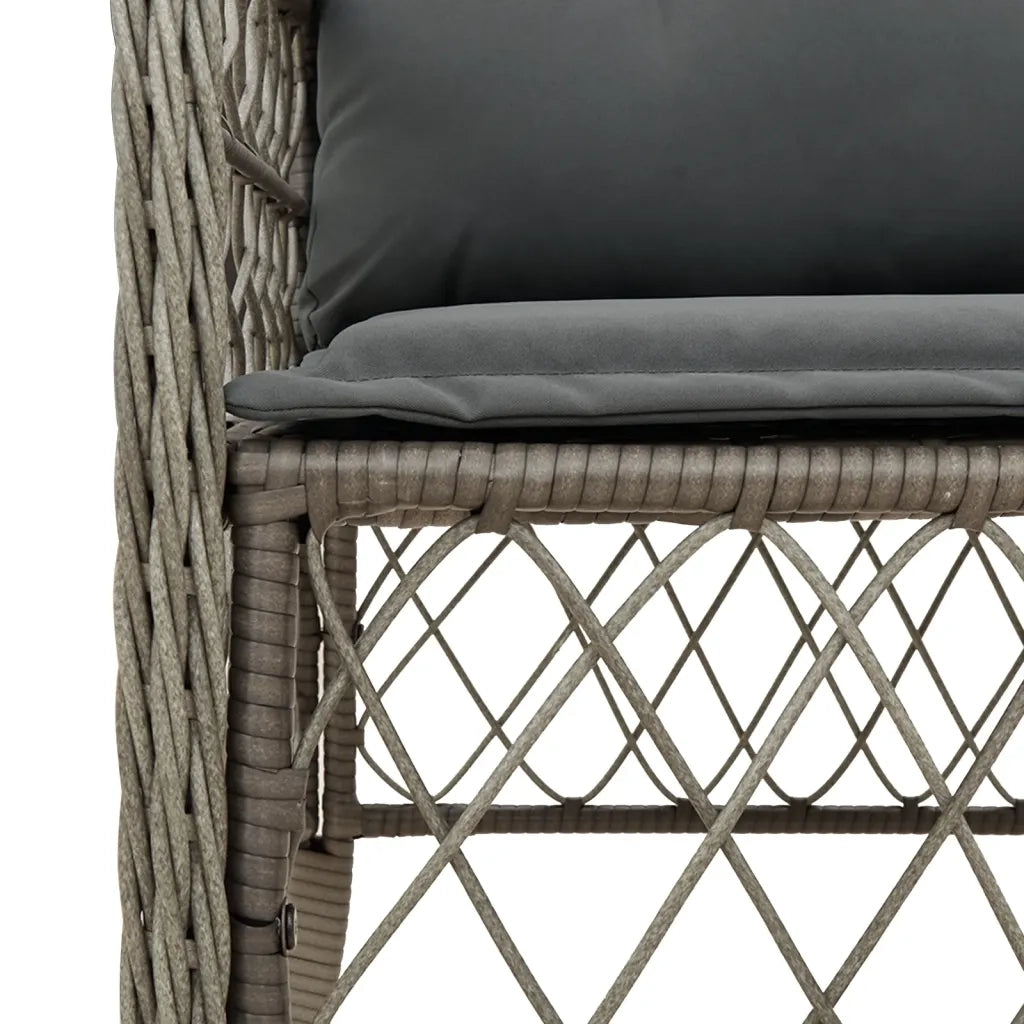Set da Bistrò 3 pz con Cuscini Grigio in Polyrattan 3212048