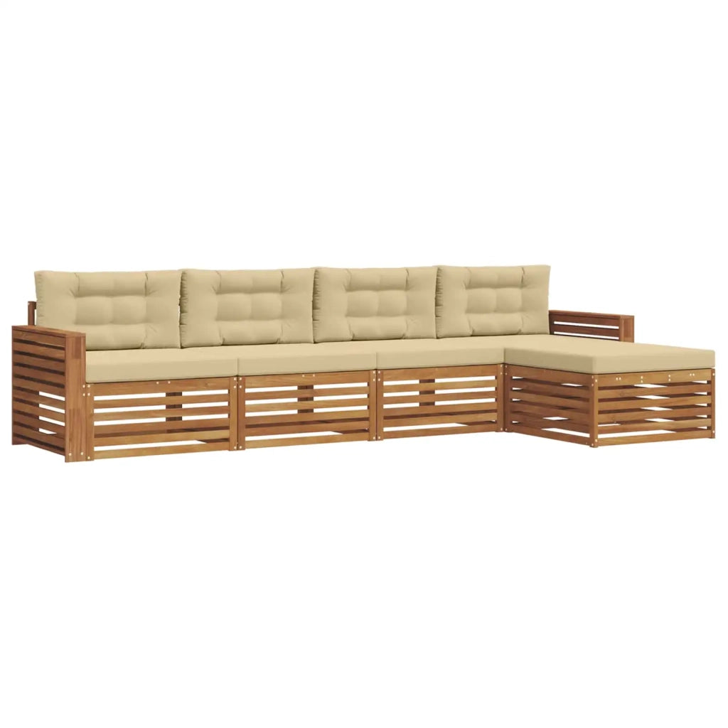 Set di divani da esterno con cuscino 5 pcs Naturale e Beige