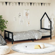 Giroletto per Bambini-Struttura Letto Bambini Nero 80x200 cm in Legno Massello di Pino 812645