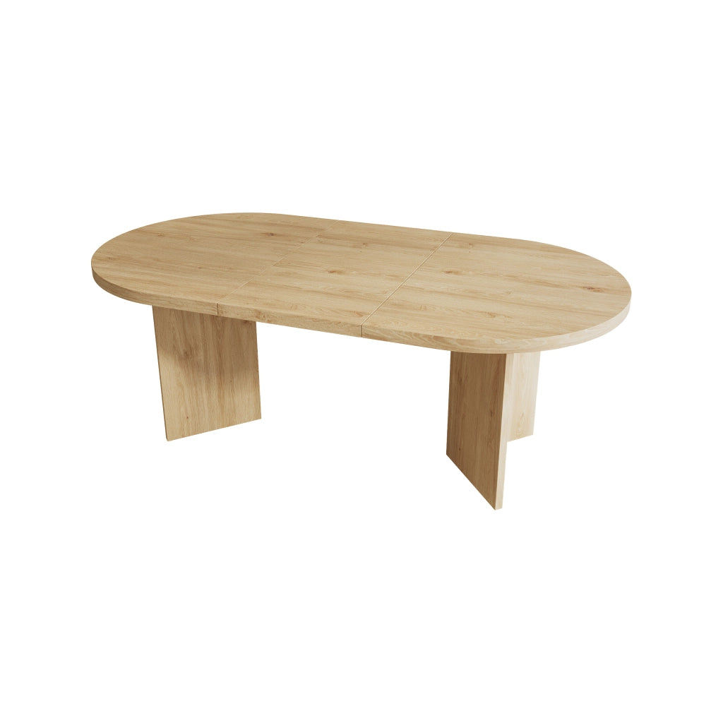 Tavolo da pranzo ovale 160x80x75 cm per 6-8 persone; piano spesso 18 mm con angoli arrotondati; MDF effetto rovere