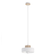 Lampada sospesa KIVI japandi bianca legno 1xE27 Emibig