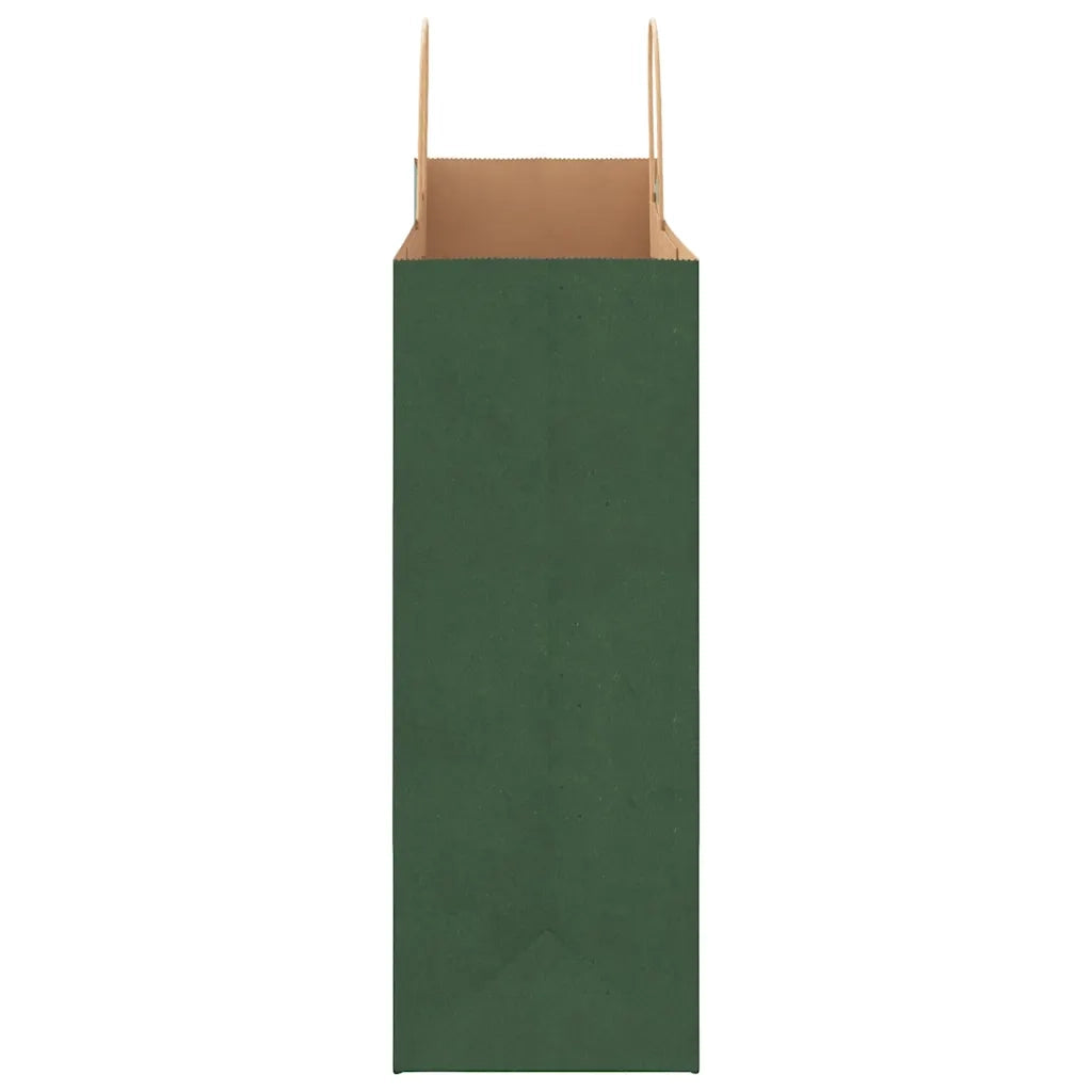 Sacchetti di Carta 250 pz con Manici Verdi 32x17x44 cm 4101734
