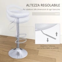 Set 2 Sgabelli da Bar Girevoli con Poggiapiedi, Altezza Regolabile Base in Acciaio Seduta in ABS, Bianco