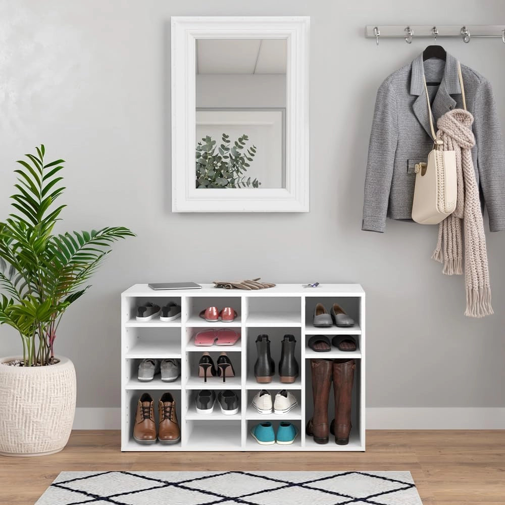 Scarpiera Lysander, Bianco, 104 x 65.5 cm, per una conservazione ordinata di scarpe e accessori