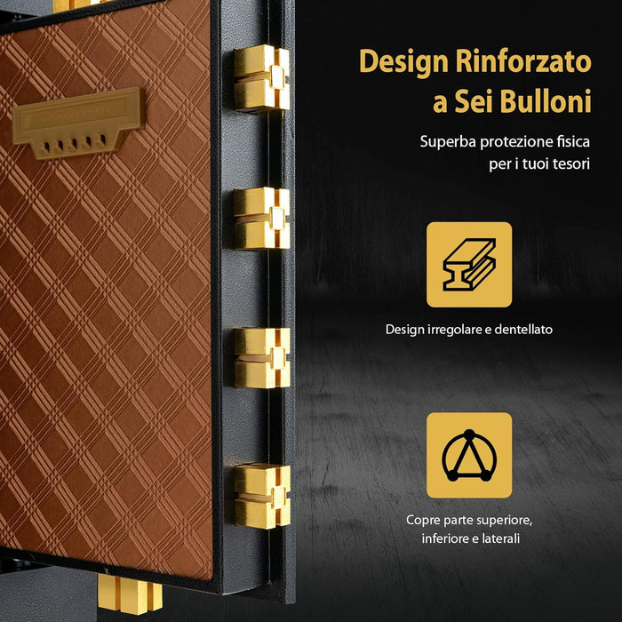 Cassetta di Sicurezza, Cassaforte di Sicurezza con Tastiera Digitale e Serratura a Chiave, in Acciaio con Ripiano Rimovibile, 35,5x38x59 cm