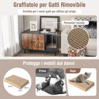 Mobile per Lettiera per Gatti, Casetta per Gatti Moderno con Scomparto a Doppia, Anta, Vano Aperto e Tiragraffi, Mobiletto Multiuso e Moderno da Interno, 90 x 50 x 54 cm