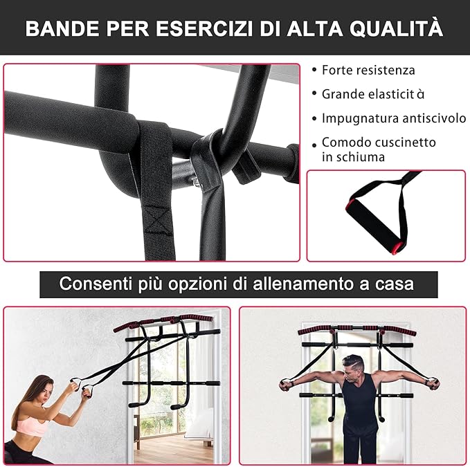 Sbarra Portatile per Trazioni, Barra da Appendere per Allenamento sulla Porta, Sbarra Multifunzionale per Chin Up per Casa e Palestra, Carico 150 kg