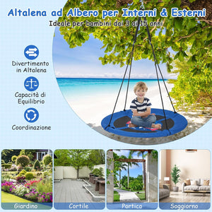 Altalena a Nido da 102 cm per Bambini, Altalena Rotonda con Corde Regolabili, Ideale per Cortile e Giardino, CapacitÃ  di Carico 100 kg (Razzo)