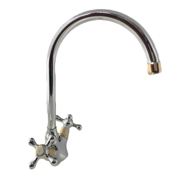 Rubinetto Miscelatore Per Cucina, Maniglie A Stella Cromato Con Canna Ombrello